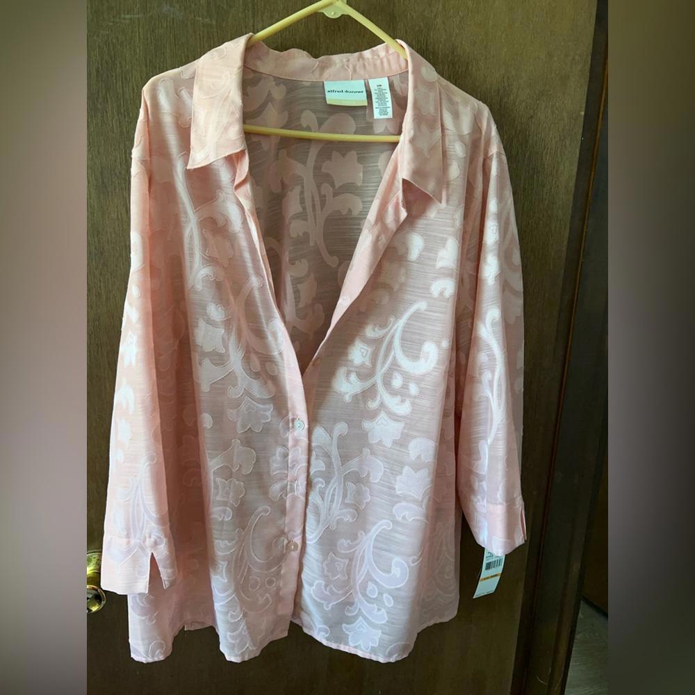 Alfred Dunner blouse size 24 peach long sleeve, NWT